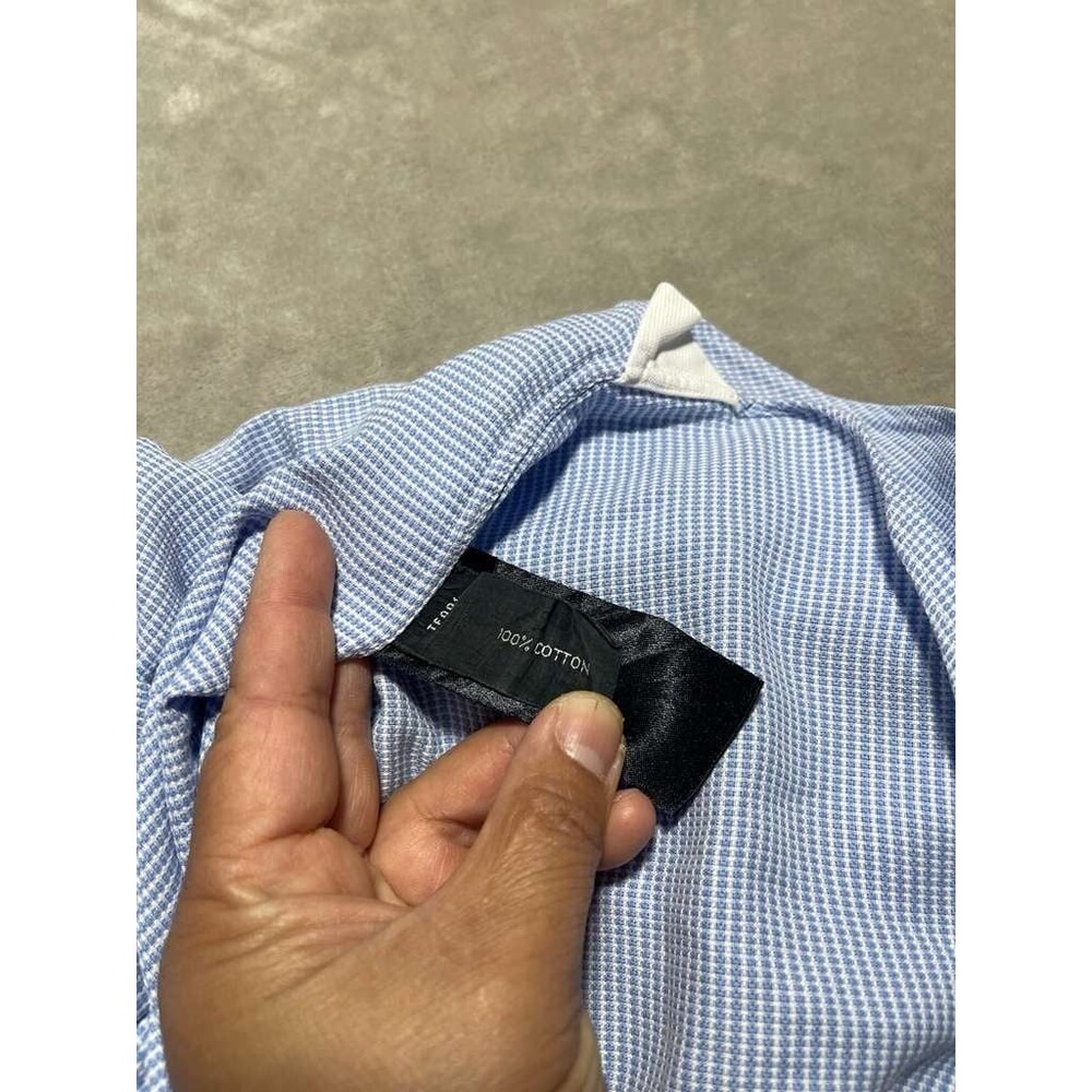 Tom Ford Button Down Shirt Men Size 46/18 XXL Blue Cotton Long Sleeve Dress Top - Picture 7 of 11